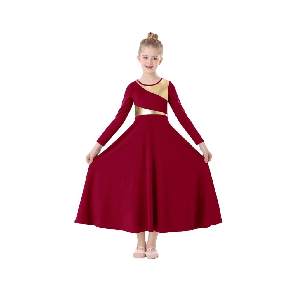 Girls Long Sleeve Dress Dance Praise Costume Liturgical Holiday Party 160| 14